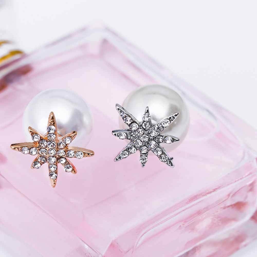 Double sided crystal pearl earrings stud dressy - Picture 8 of 8